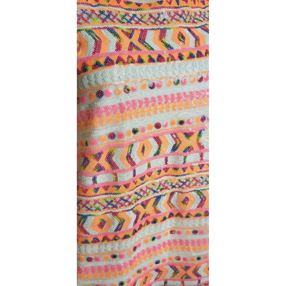 Miami Pink Sequins Aztec Design Sleeveless Top Size Medium - Picture 11 of 12